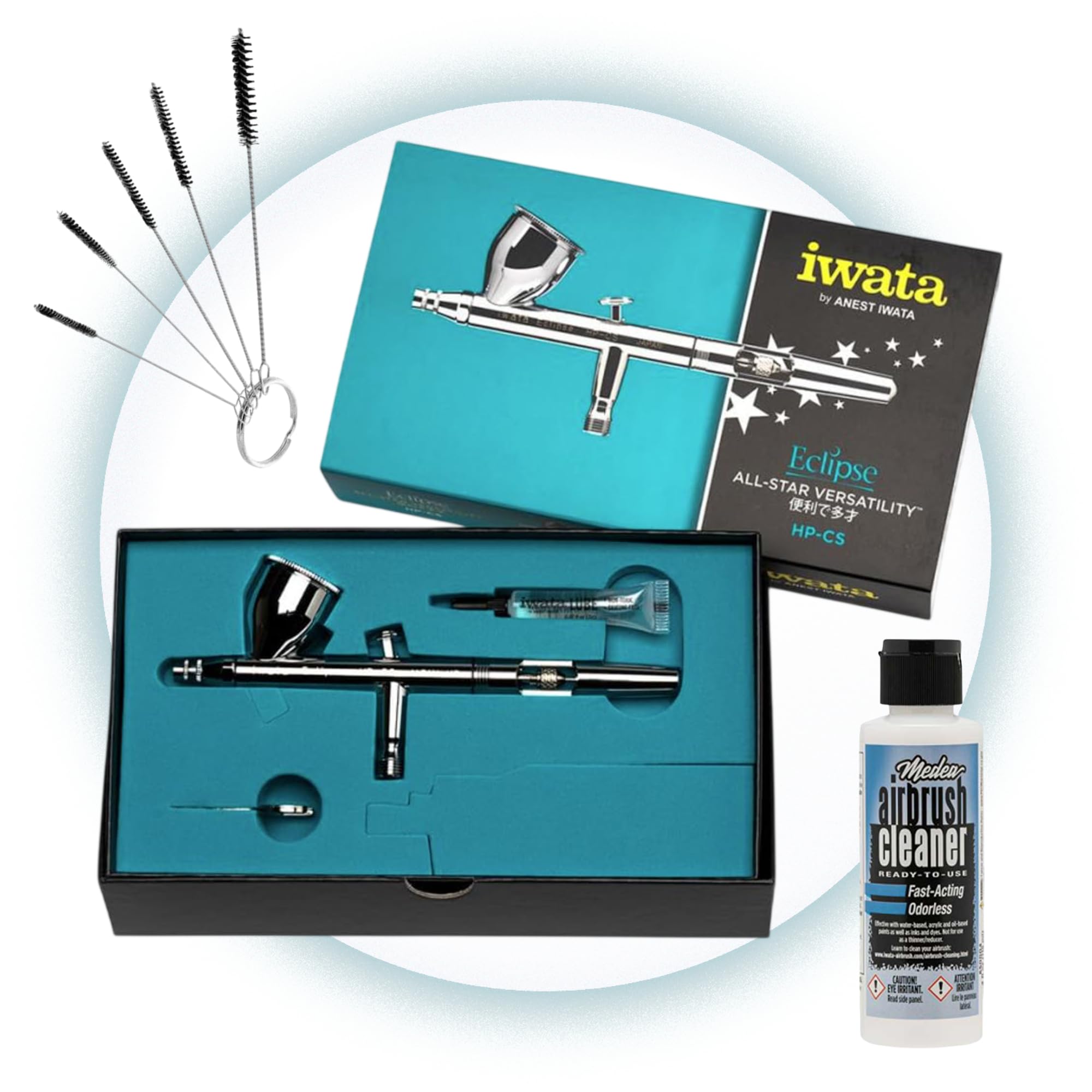 The Airbrush Company Ltd Iwata Eclipse Hp-Cs Airbrush Starter Kit With Cleaner And Brushes