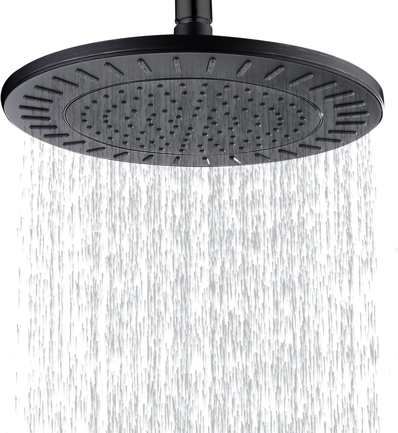 BRIGHT SHOWERS Rain Shower Head, 9 Inch High Pressure Waterfall Showerhead with Adjustable Angle and Anti-clogging Silicone Nozzles, Luxury Bathroom Overhead Shower, Oil-Rubbed Bronze