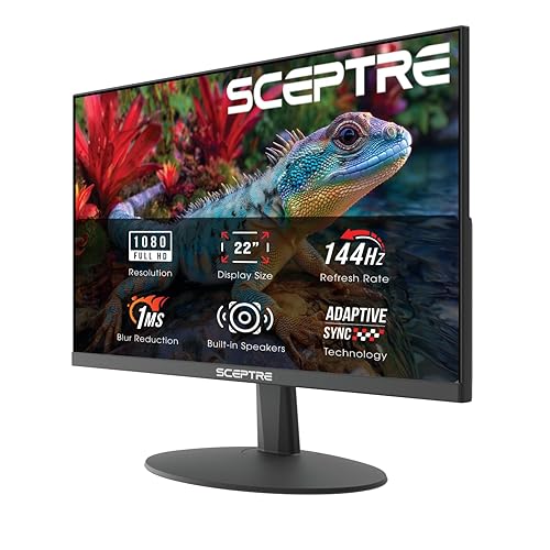 Sceptre New 22-inch Gaming Monitor up to 144Hz HDMI DisplayPort Build-in Speakers, Machine Black 2026 (E225W-FW144 Series)