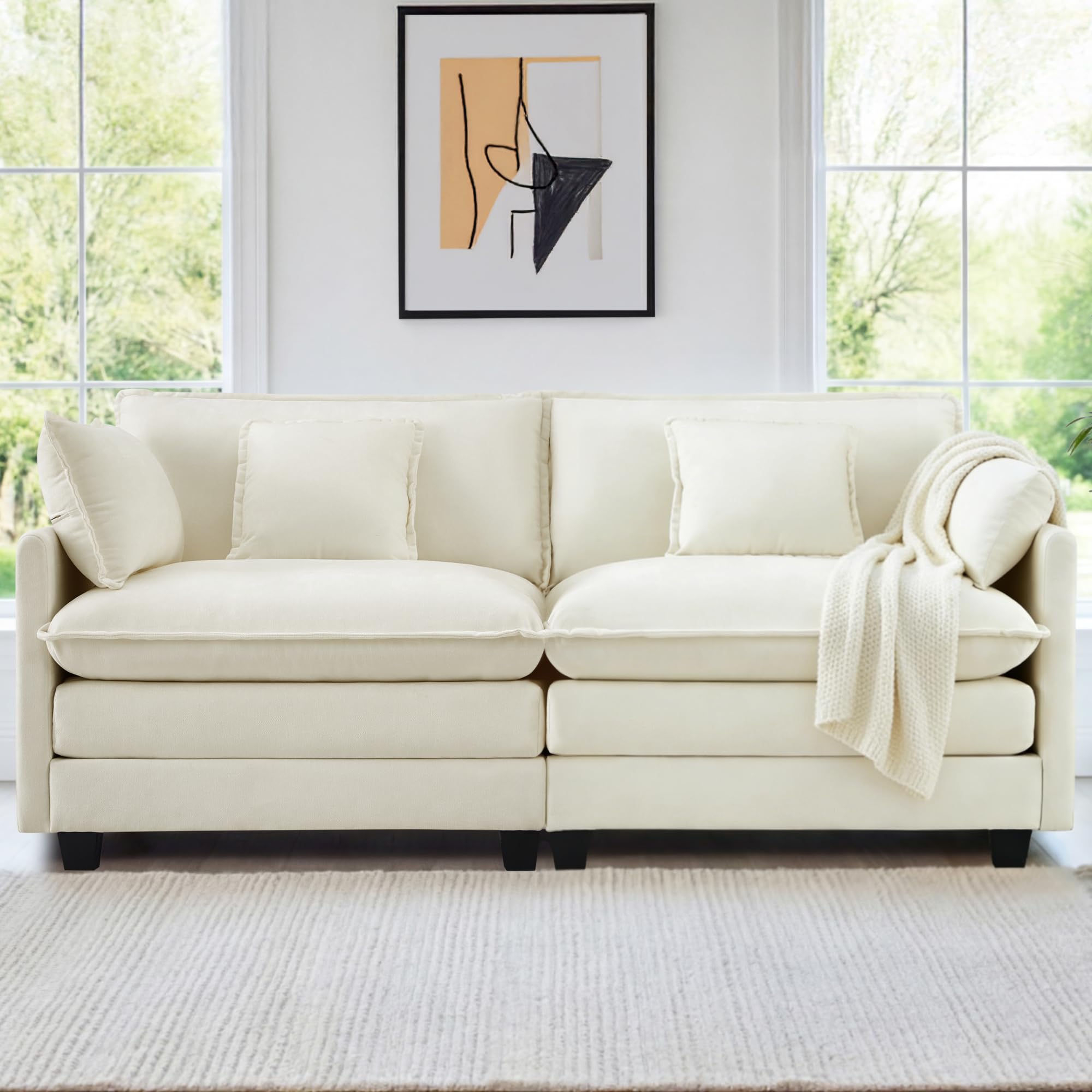 Photo 1 of *** PARTIAL MISSING BOX 2 ***KISLOT 122" Oversized Modular Sectional Sofa,L-Shaped Cloud Couch with Movable Ottoman,Thick Cushions,4 Deep Seats with 5 Throw Pillows Sofa Couch Set for Living Room, Bedroom
