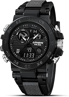 LN LENQIN Mens Watches Digital Military Watch for Men Stopwatch Army Survival Tactical Sports Outdoor Big Face Waterproof Men's Wrist Watches with LED Backlight/Timer/Alarm/Date