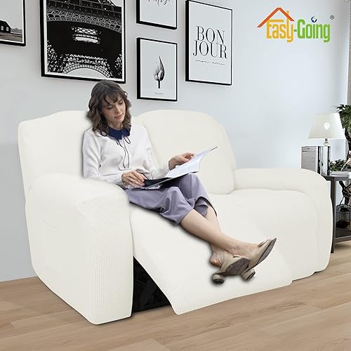 Miniatura 484 de Funda elástica para sofá reclinable de fácil colocación, Tela mezcla de poliéster Algodón, Arena