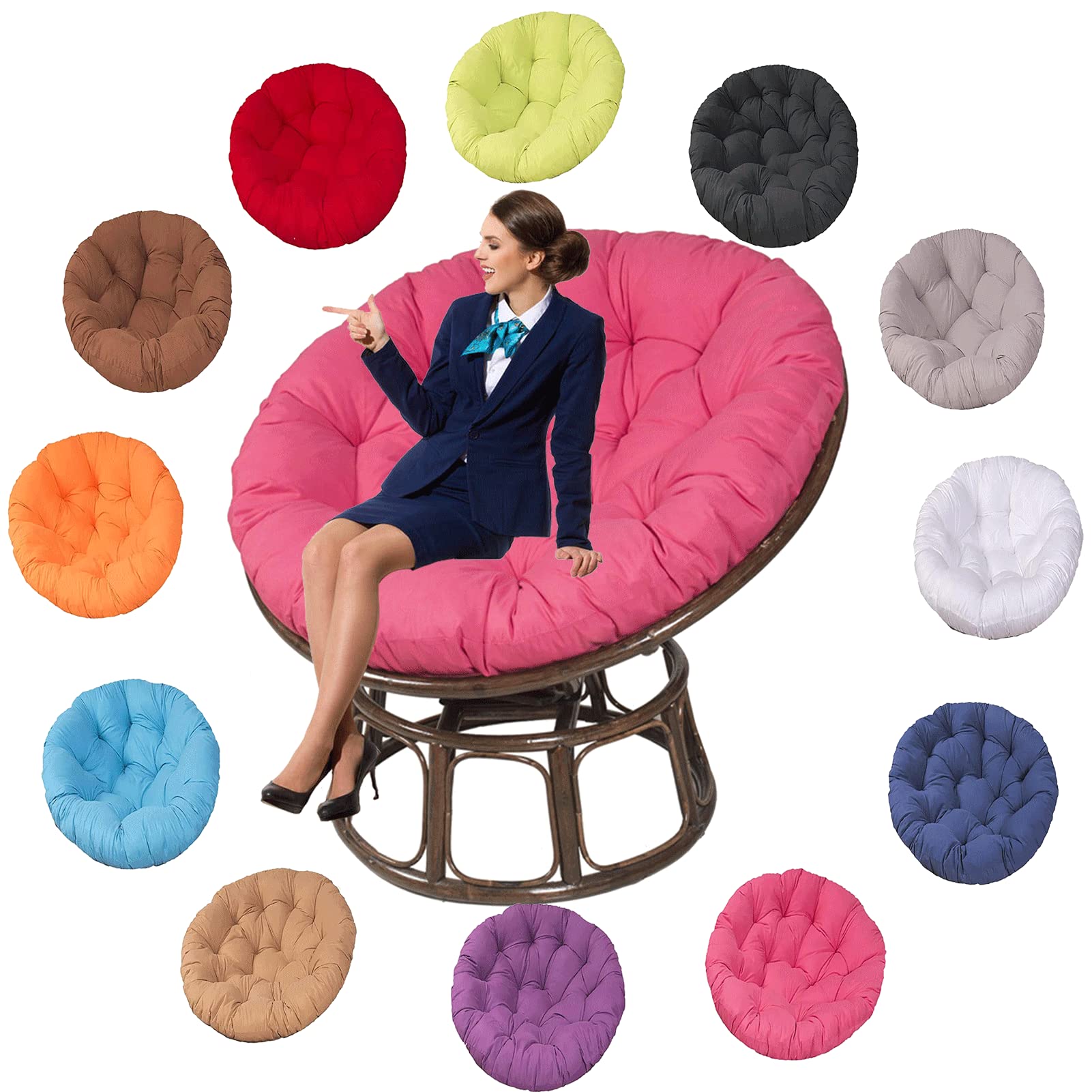 Cuscino per sedia da esterno, impermeabile, grande e confortevole, cuscino da pavimento per giardino, balcone e soggiorno, 130 x 130 cm