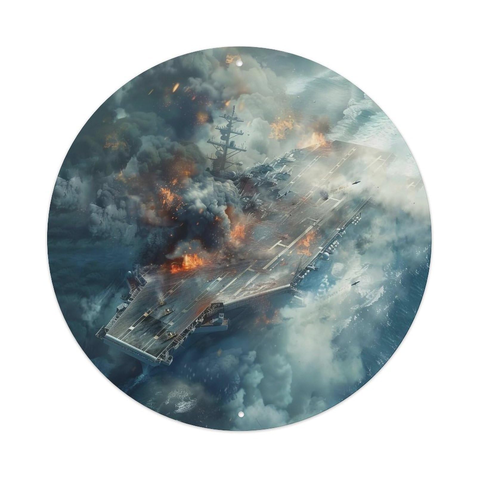 Olyhtr 8X8inch Classic Style Aircraft Carriers Uss Eisenhower Under Fire Metal Tin Sign