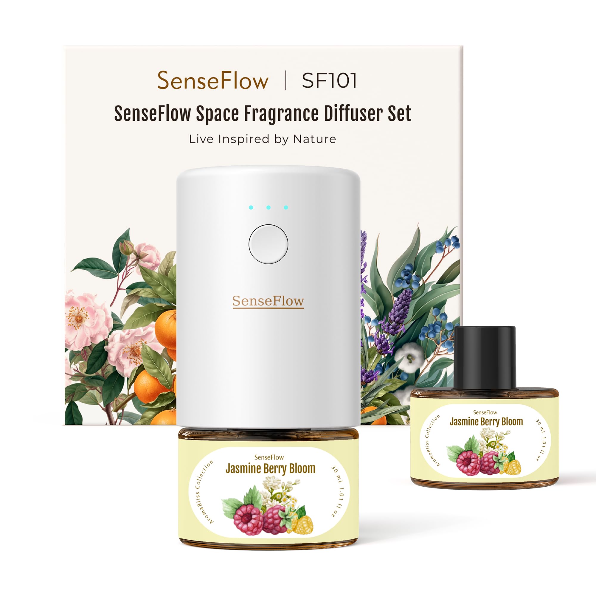 SenseFlow Aroma Diffuser for Essential Oils Smart Wi-Fi SF101S Pro, Waterless Ultrasonic Fragrance Plug, Room Fragrance, White, No Oils