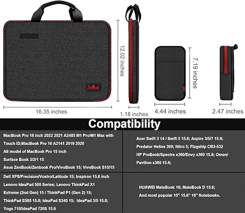 Miniatura 2 de Funda para laptop de 15.6 pulgadas con protección de grado militar con bolsa de cinturón desmontable, compatible con todos los modelos de MacBook