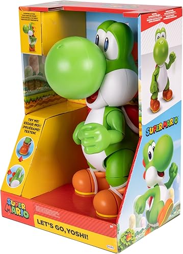 Miniatura 9 de Super Mario Let's Go, Yoshi! Figura de acción interactiva de 12 pulgadas de alto con más de 20 sonidos icónicos y música, con licencia