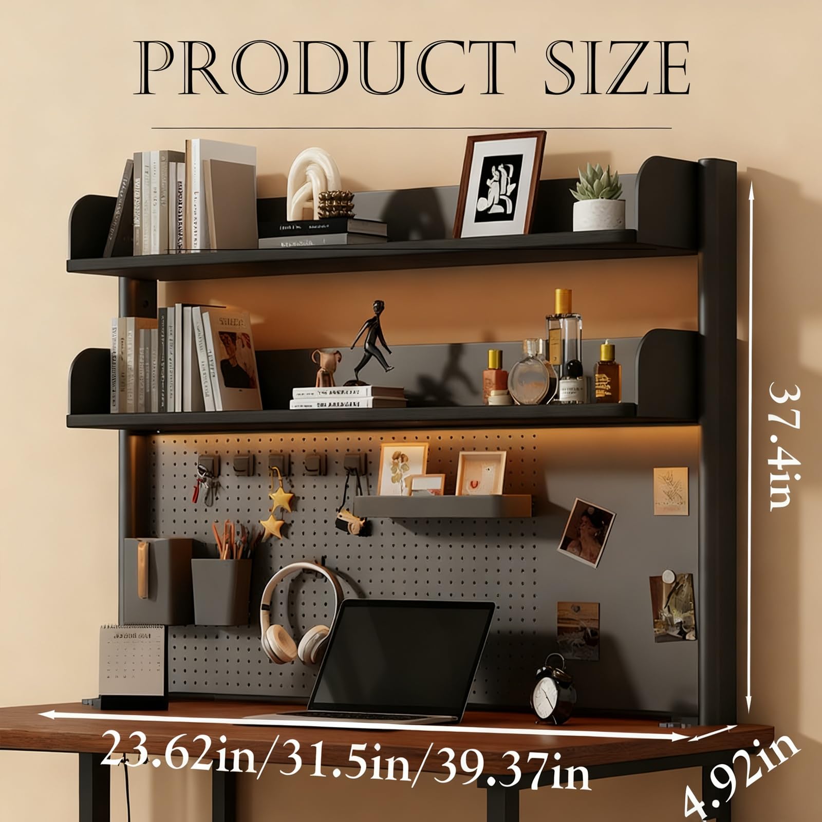 Organizer na książki, regał na biurko, do akademika, odpowiedni do biurek i pomieszczeń (czarny, 80 x 125 x 95 cm)