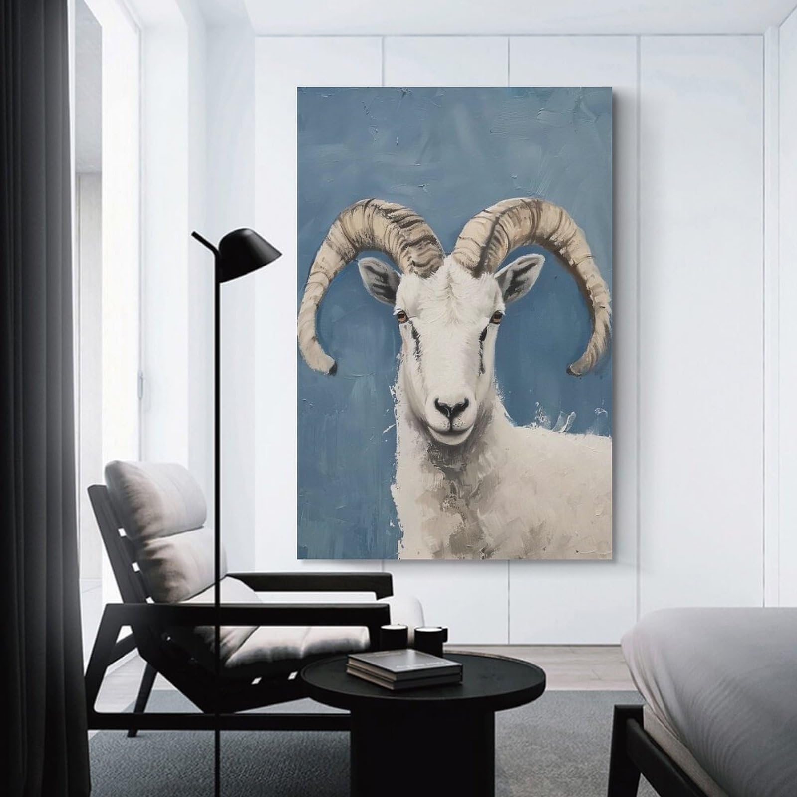 Junmoney Home Decor Wall Art Bighorn Sheep Portrait, 24x36inch(60x90cm), for Bedroom Decor, Cosy Corners Or Studios, Decorative Wall Art for Cosy Rooms