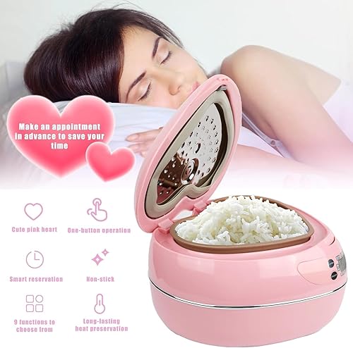 Miniatura 6 de Olla arrocera rosa, olla arrocera inteligente de 8 tazas con temporizador preestablecido de retardo y termostato automático, regalos para mantener