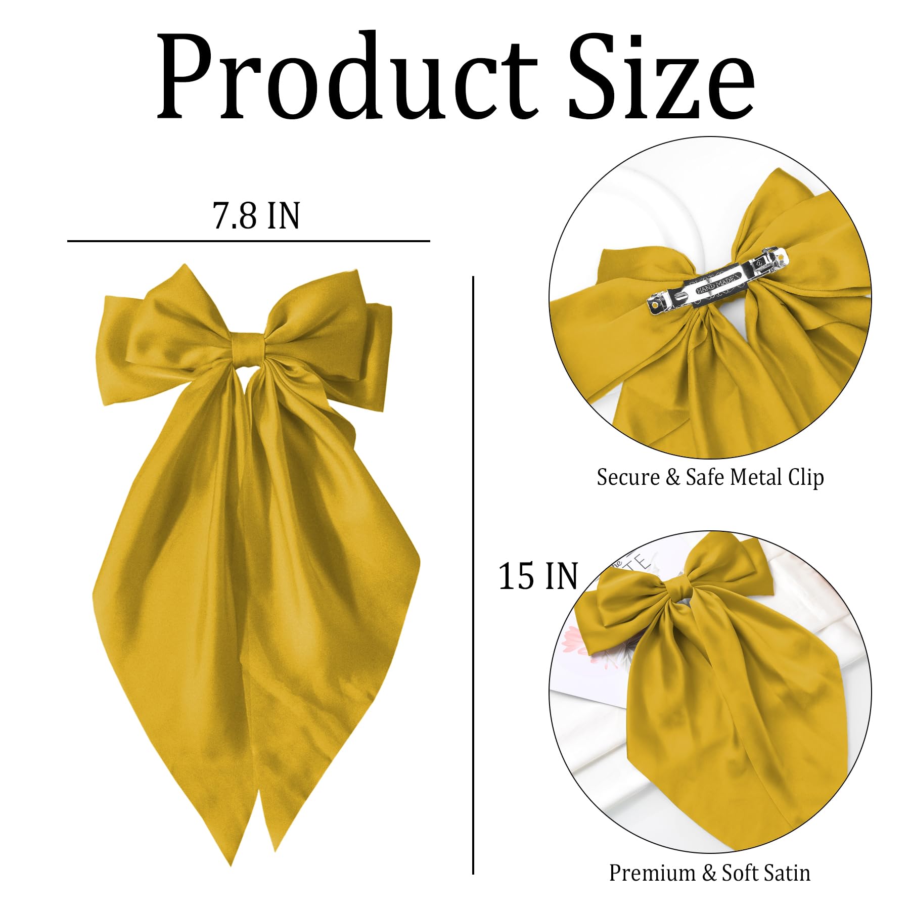 Amazon.com : Silky Satin Oversized Hair Bows with Long Tails  display picture 2