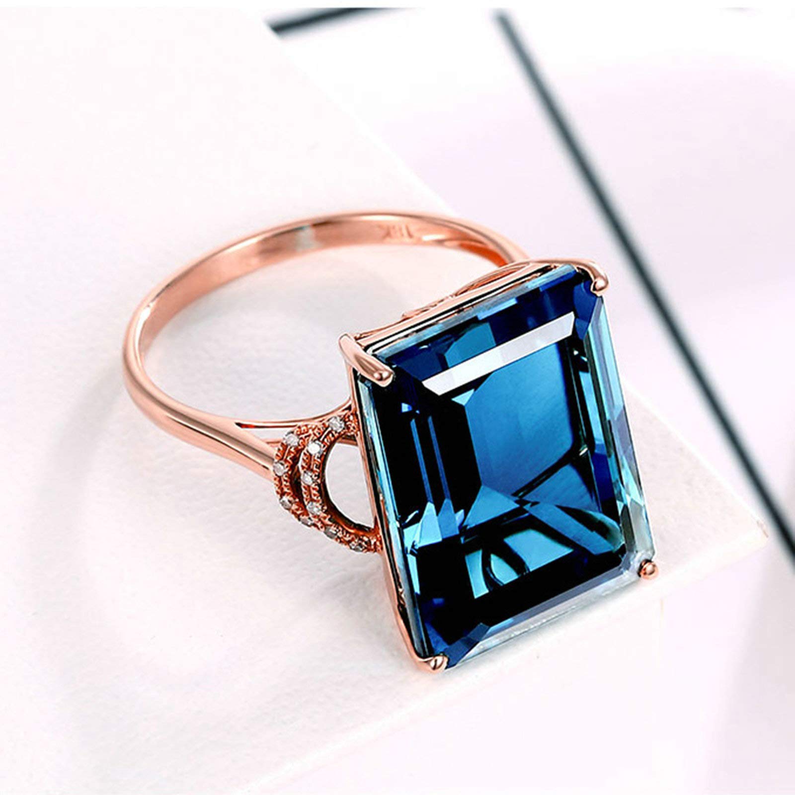 Beydodo Obrączki ślubne z różowego złota 750 prostokątne akwamaryny 3,53 ct pierścionek ślubny pierścionek diament e 18 karatów (750) czerwone złoto, 54 (17,2), colore: różowy (Rosegold), cod. TLLWGZ5663