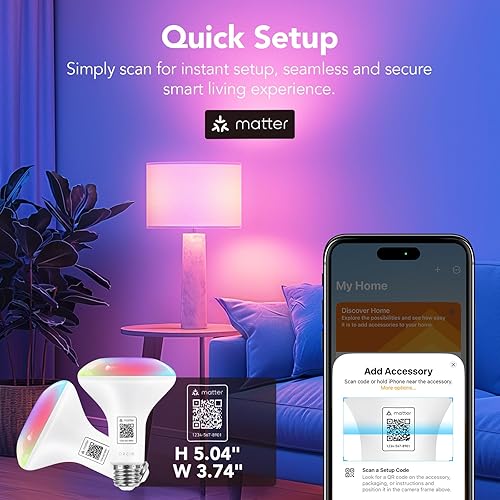 Miniatura 3 de OREiN Matter - Bombilla inteligente BR30 de 1200 lúmenes, funciona con Alexa, Apple Home, Google Home, SmartThings, bombillas que cambian de color