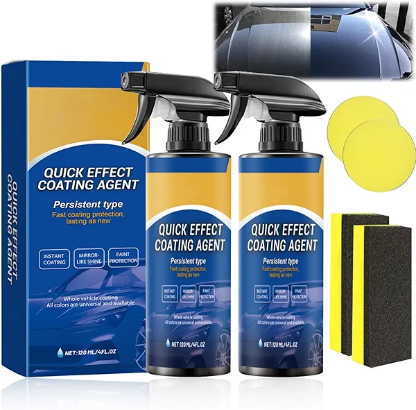 2Pcs Quick Effect Coating Agent for Car,Ceramic Coating for Cars,Car Scratch Wax Coating Spray,Quickly Coat Car Wax Spray