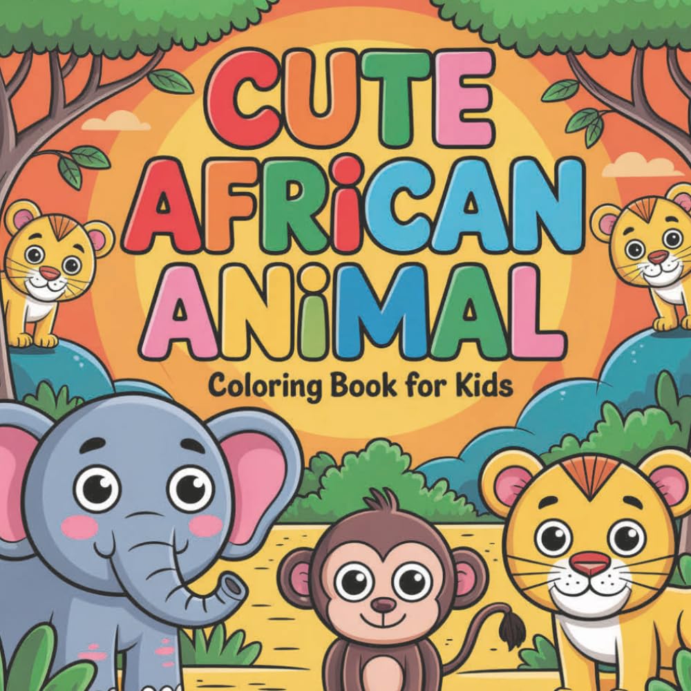 Cute African Animals: Simple coloring book