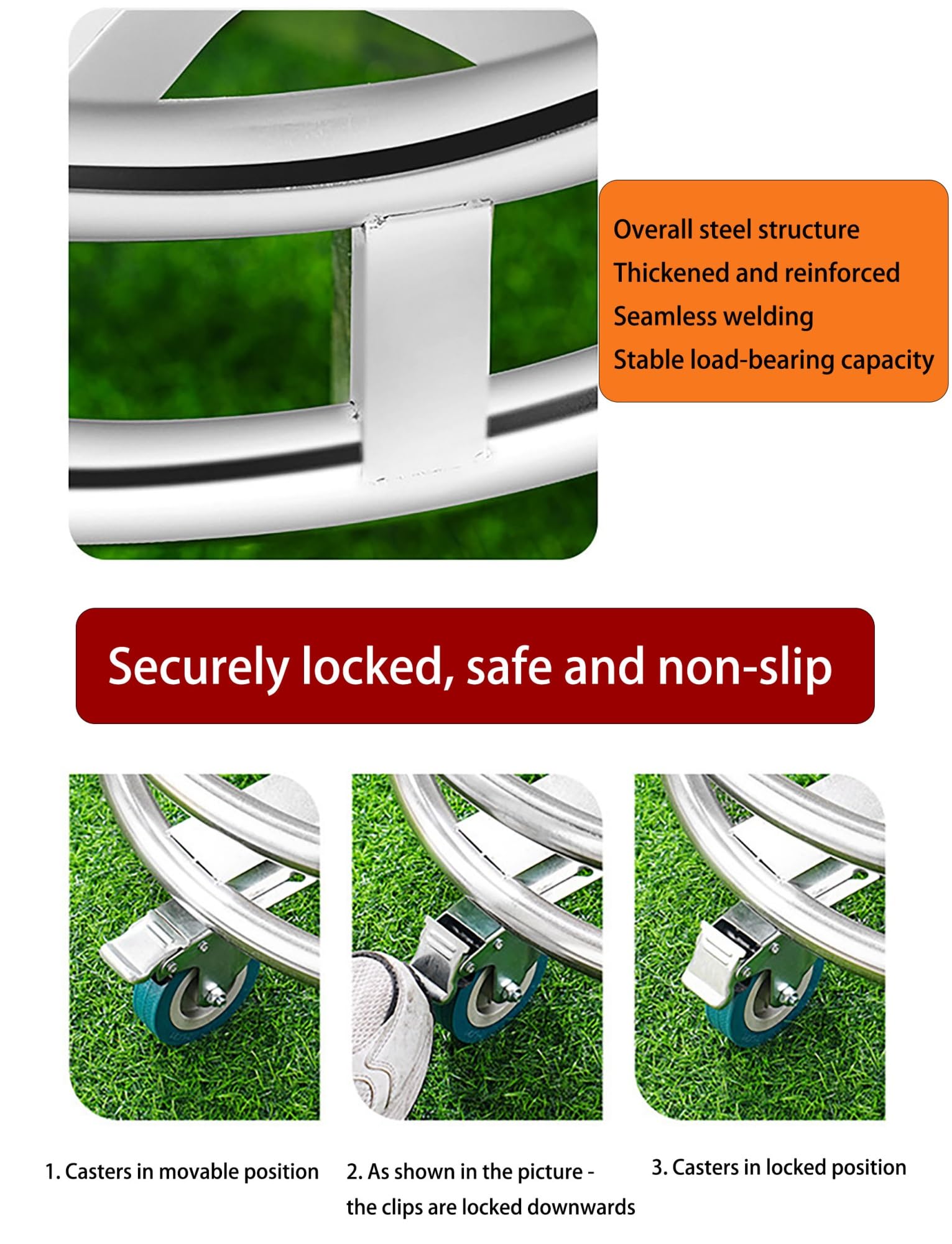 Carrello multiuso in acciaio inox resistente con ruote per secchi isolati, vaporiere, zuppe, pentole – versatile per uso commerciale e domestico (37 cm)
