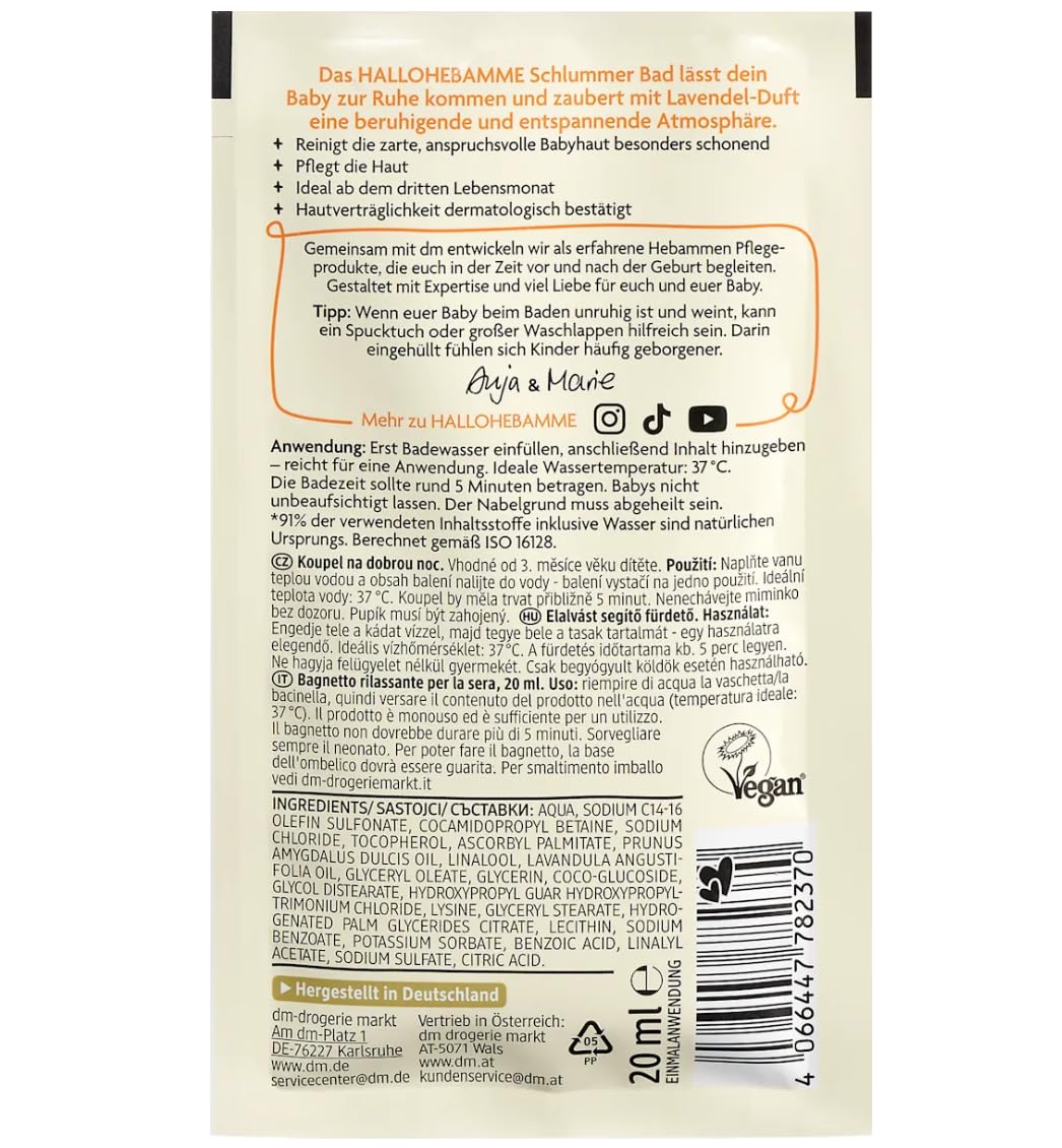 2er-Set – Baby Badezusatz Hafermilch (200 ml) + Baby Badezusatz Schlummer Bad (20 ml) + Bonus Silikonschwamm