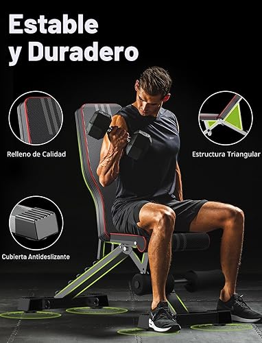Vista 4 de Yoleo Banco de Pesas Ajustable para Entrenamiento de Cuerpo Completo; Banco de Press de Banca Plegable para Gimnasio en Casa y Entrenamiento