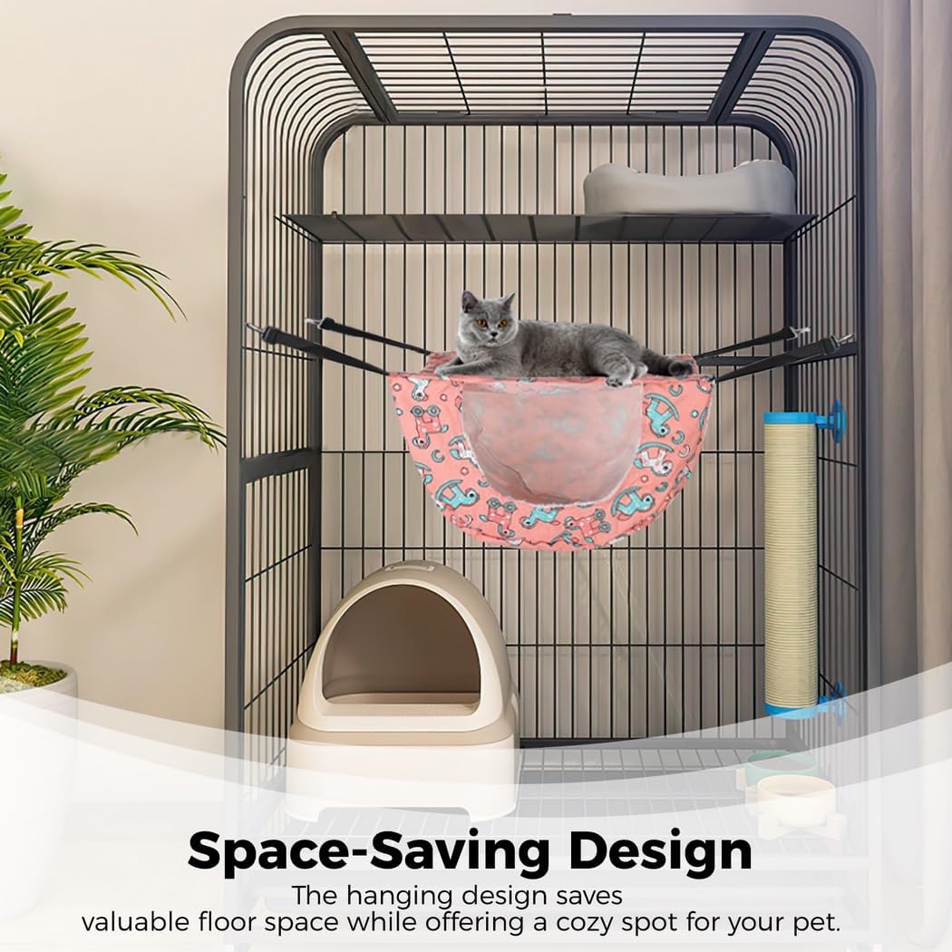 Pet Hanging Beds Soft Comfortable, 2 Pcs Cat Hammocks, Adjustable Cat Cage Hammocks, Cute Pet Hammock Beds for Hamster Rabbit Kitten Puppy