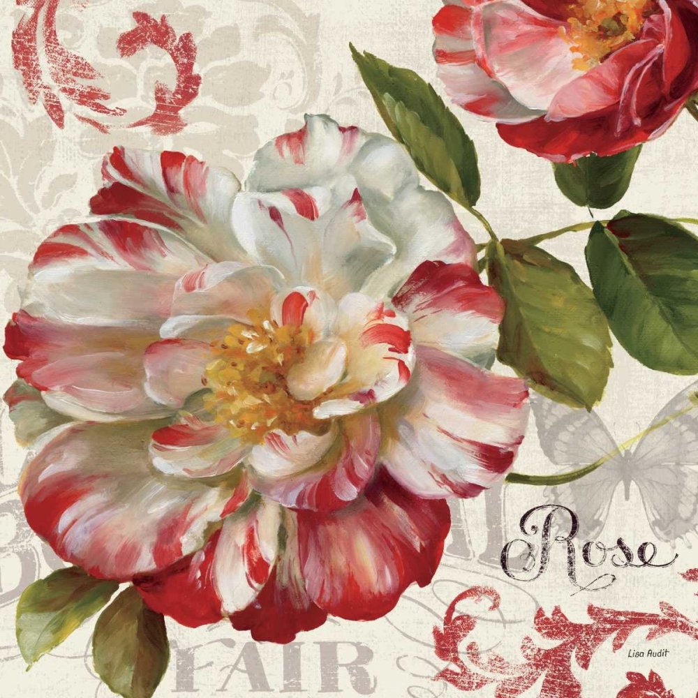 Lienzo impreso con caja americana Spring Flair II Audit Lisa – Floral cuadrado Art print peonía flor tallo floral hojas flor brote primavera marco flotante 24_X_24_in