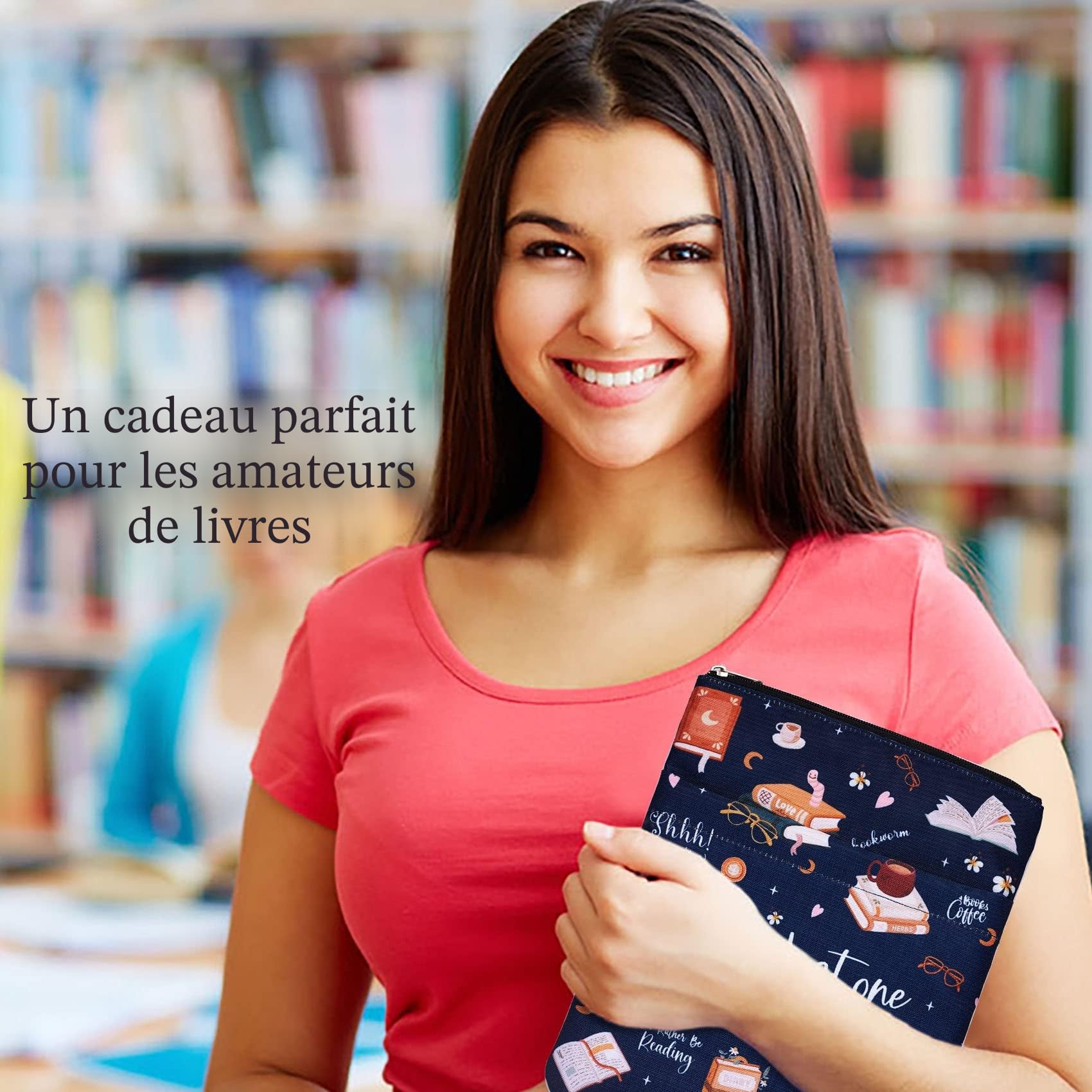 Pochette imperméable pour livre en toile 27,9 x 21,6 cm avec fermeture éclair et poche avant