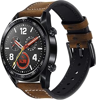 سوار بديل من وينجلي متوافق مع ساعة هواوي GT2 46 ملم 22 وساعة سامسونج جالاكسي 3 45 جلد سيليكون بني للكبار الجنسين