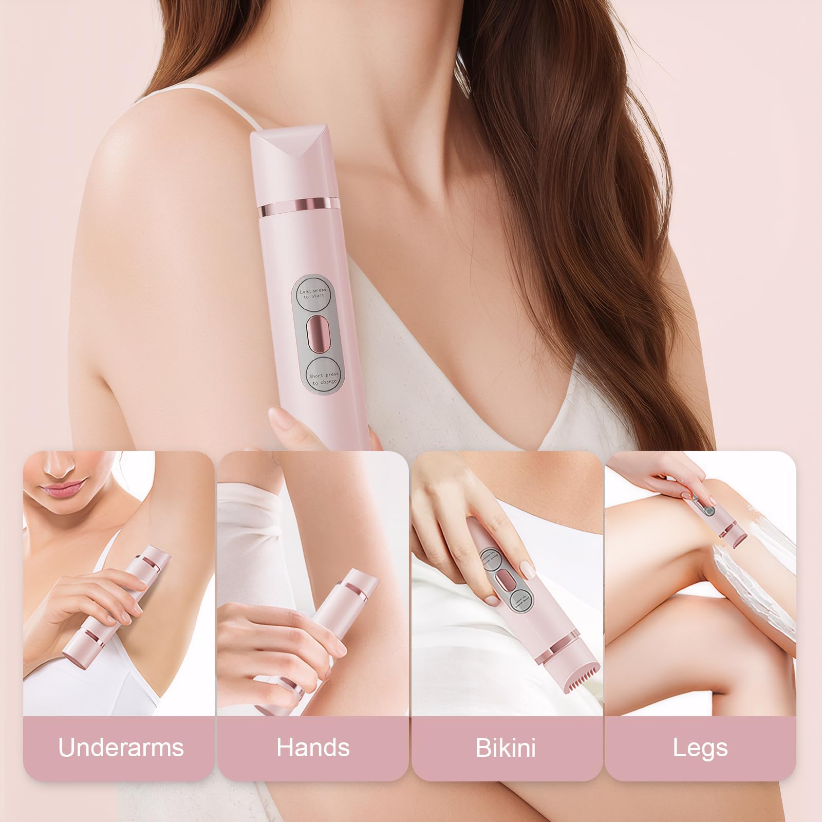 Rasoir Électrique Femme 2-en-1 - Épilateur Visage & Corps - Tondeuse Intime Bikini - Sans Douleur - Rechargeable USB - Lavable - Utilisation Sèche & Humide - Pour Maillot, Aisselles, Jambes