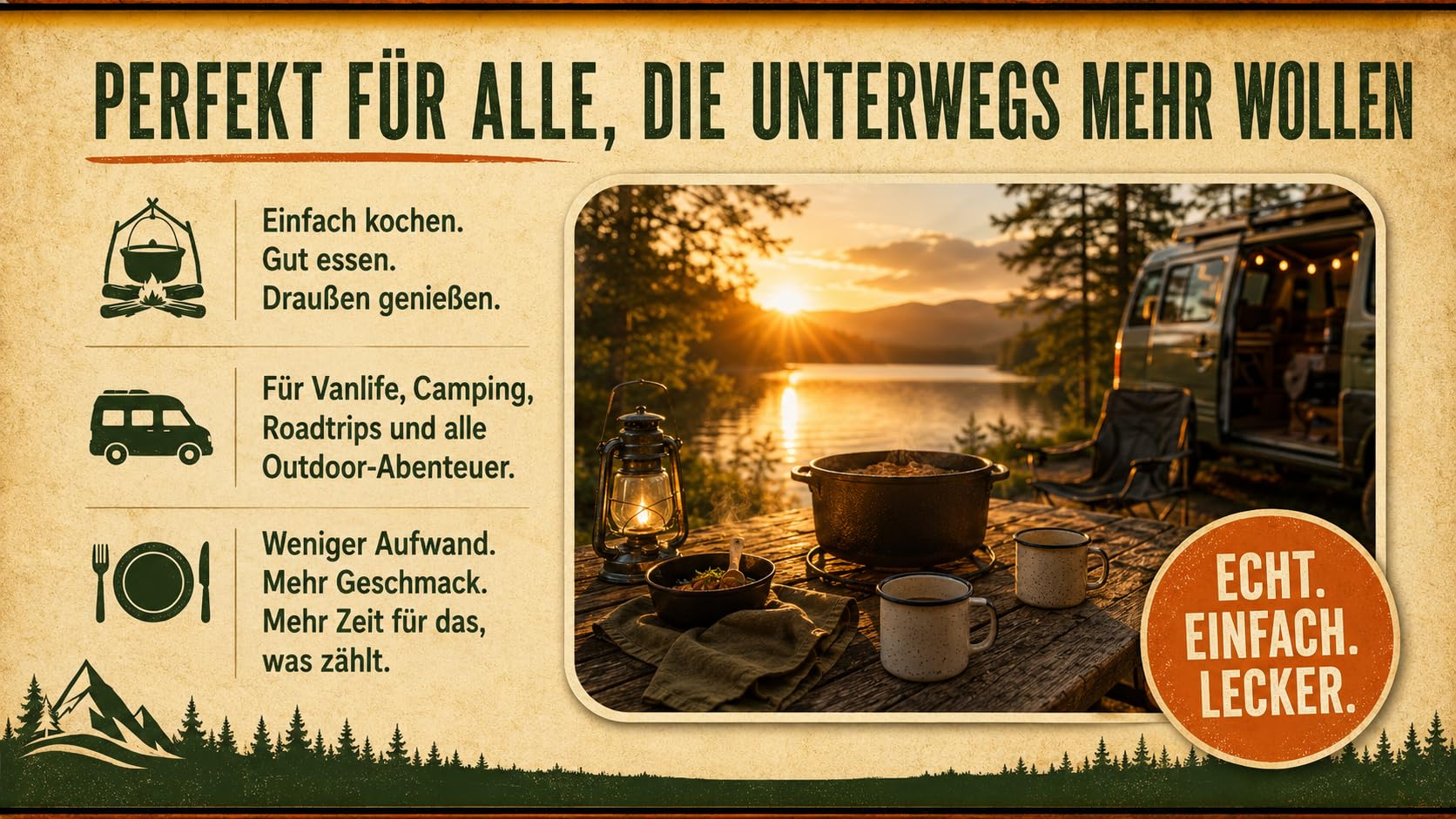 Genuss pur – One Pot Camping Kochbuch: Einfache & kreative Rezepte in unter 20 Minuten! Für Camper, Vanlife & Outdoorfans. Wenig Abwasch, viel Geschmack.