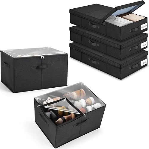 Homaisson Paquete de 2 organizadores de almacenamiento de zapatos para armario, almacenamiento grande de zapatos + 3 unidades de almacenamiento