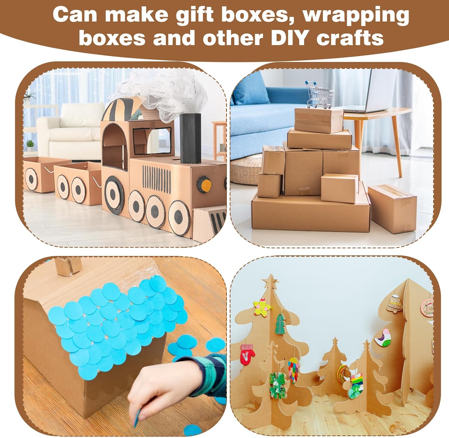 Corrugated Cardboard Roll 14" x 394" Brown Single Face Corrugated Cardboard Sheets B Flute Paper Sheets Cardboards Roll for Gardening Packing Shipping Storage DIY Craft
