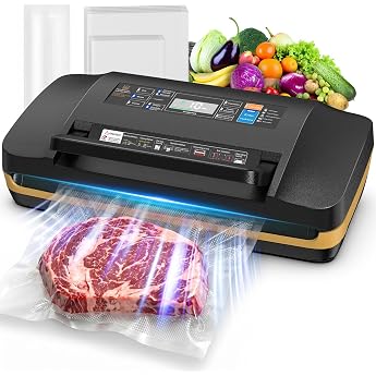 Vacuum Sealer for Food 95 kPa Professional Vacuum Sealer 18-in-1 Double Weld Foil Welding Machine & Welding Machine with Cutter Roll Compartment Dry/Wet Mode for Sous Vide