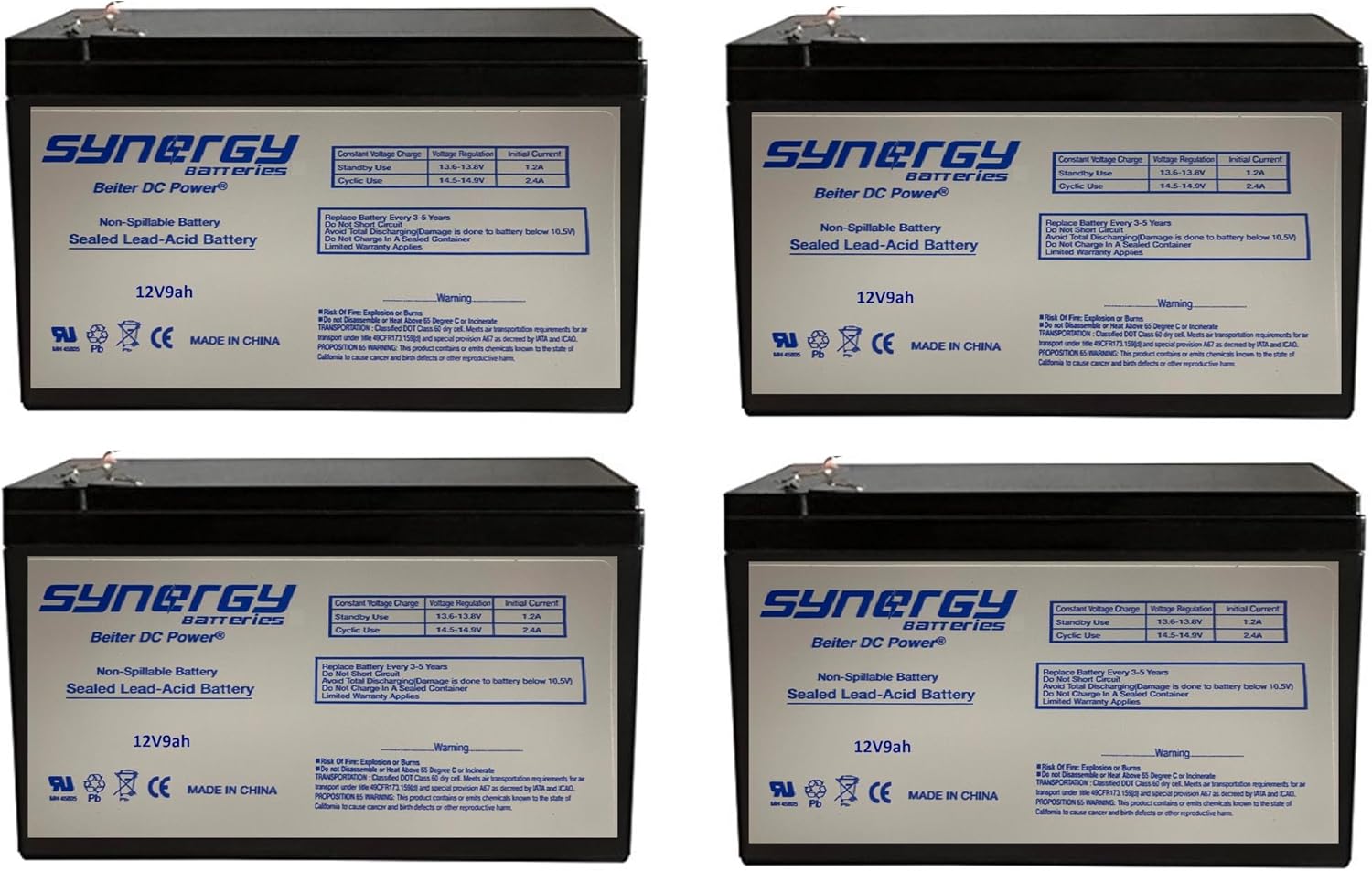 12V 7AH SLA Battery for - Gate Openers - 4 Pack