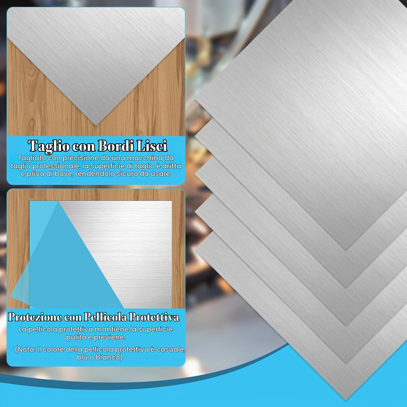 Confezione da 6 lastre in alluminio da 2 mm, 6061, 200 x 200 mm (20 x 20 cm), piastre piatte in alluminio con pellicola protettiva