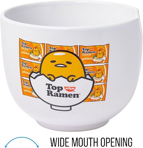 Miniatura 6 de Silver Buffalo Sanrio Gudetama Lazy Egg Nissin Top Ramen - Cuenco de cerámica para ramen con palillos  Cuenco de fideos apto para microondas, 20
