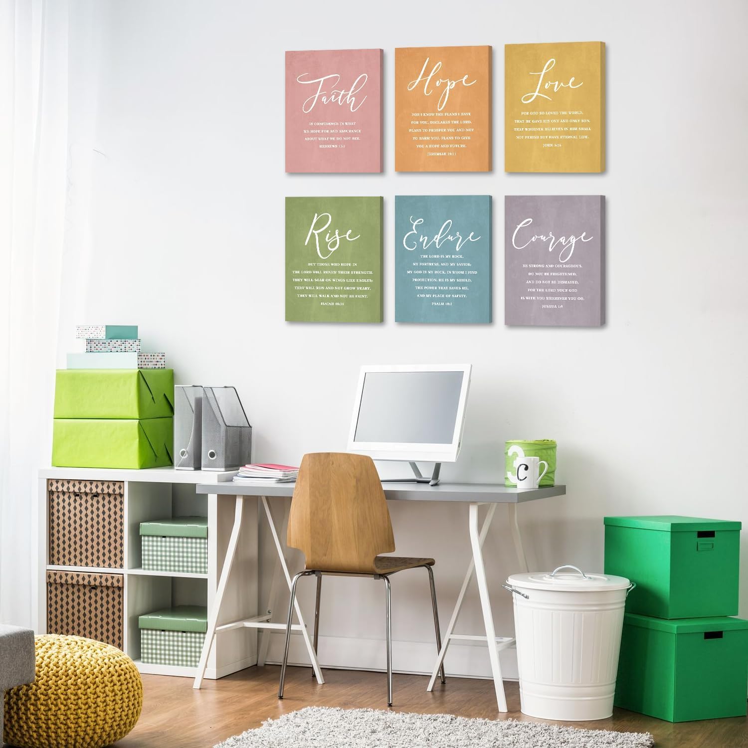 KAIRNE Bible Wall Art,Scripture Religious Wall Decor Set Of 6(12x16'',Framed),Faith Poster Set,Christian Canvas Picture,Bible Verses Artwork,Easter Wall Art for Bedroom College Dorm Home Decor - Image 4