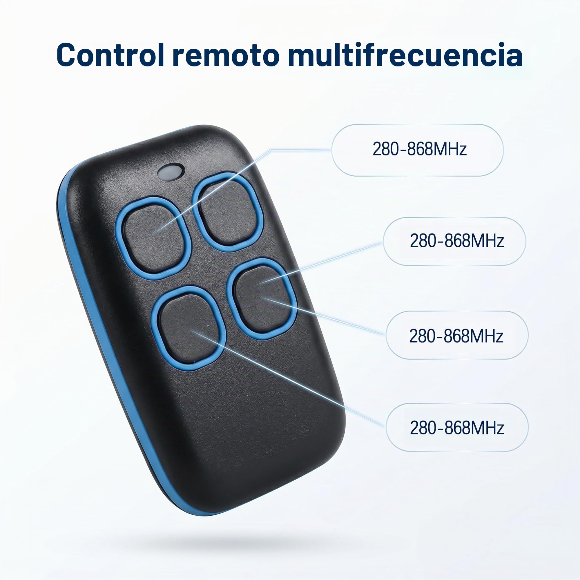 Mando a Distancia Universal 4 en 1, Rolling Code y Código Fijo para 280-868 MHz, Mando Copiador Impermeable para Coches, Puertas de Garaje, Persianas Enrollables, Automáticos, Azul