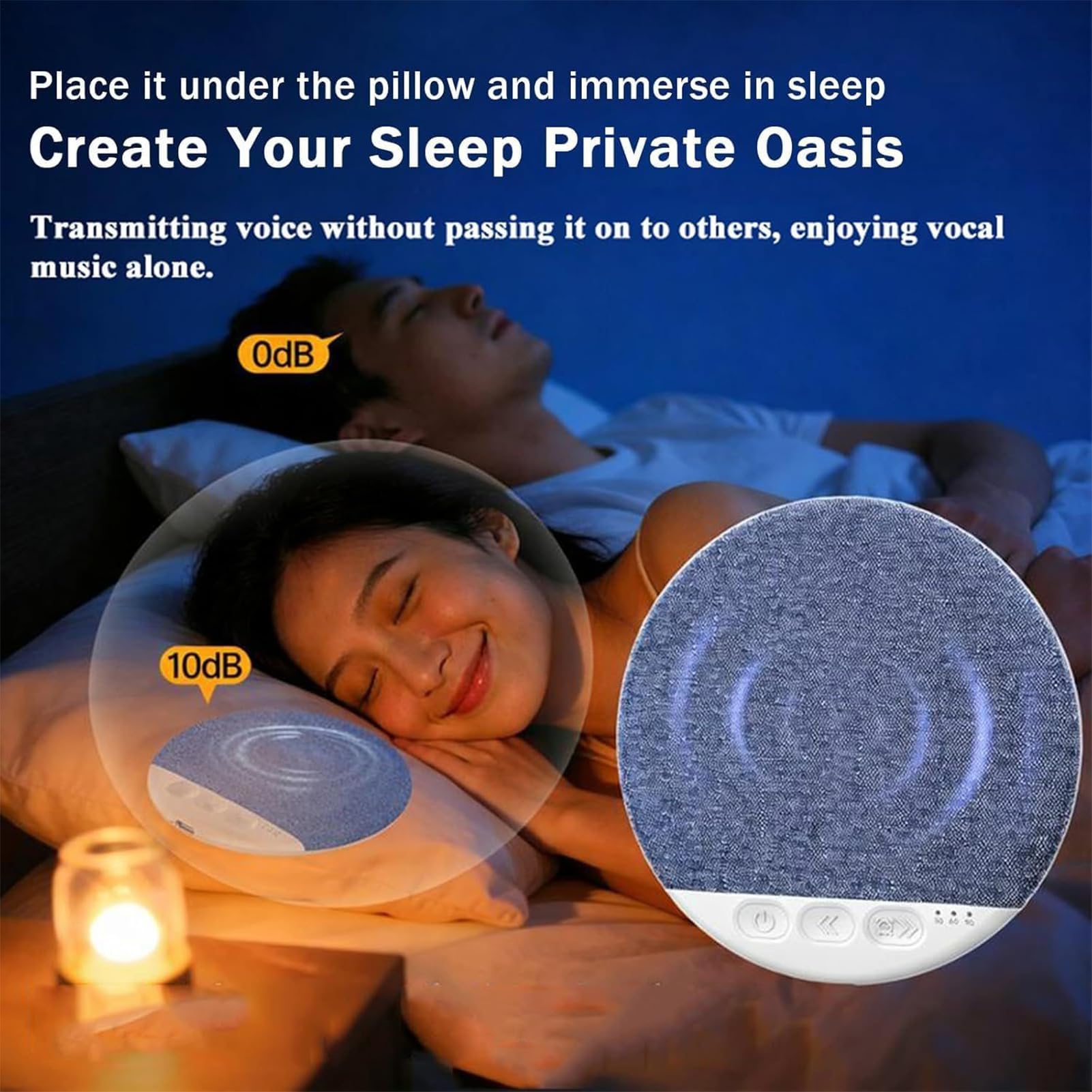Altoparlante da Cuscino per Auricolari Wireless con Temporizzatore | Diffusore Sonoro Privato Portatile Per Camera Da Hotel Campeggio Dormienti Viaggiatori Studenti E Professionisti