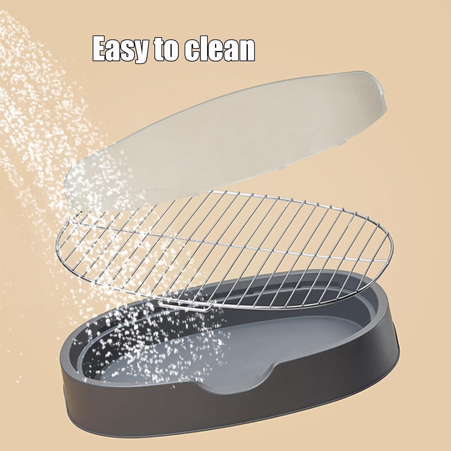 Removable Mesh Dog Toilet Portable Pet Potty Dogs Potty Stainless Steel Mesh Frame Easy to Clean Splash-proof Baffle Design Suitable for Small Dogs Can Be Use with Urine Pads / Dog Litter(Orange)