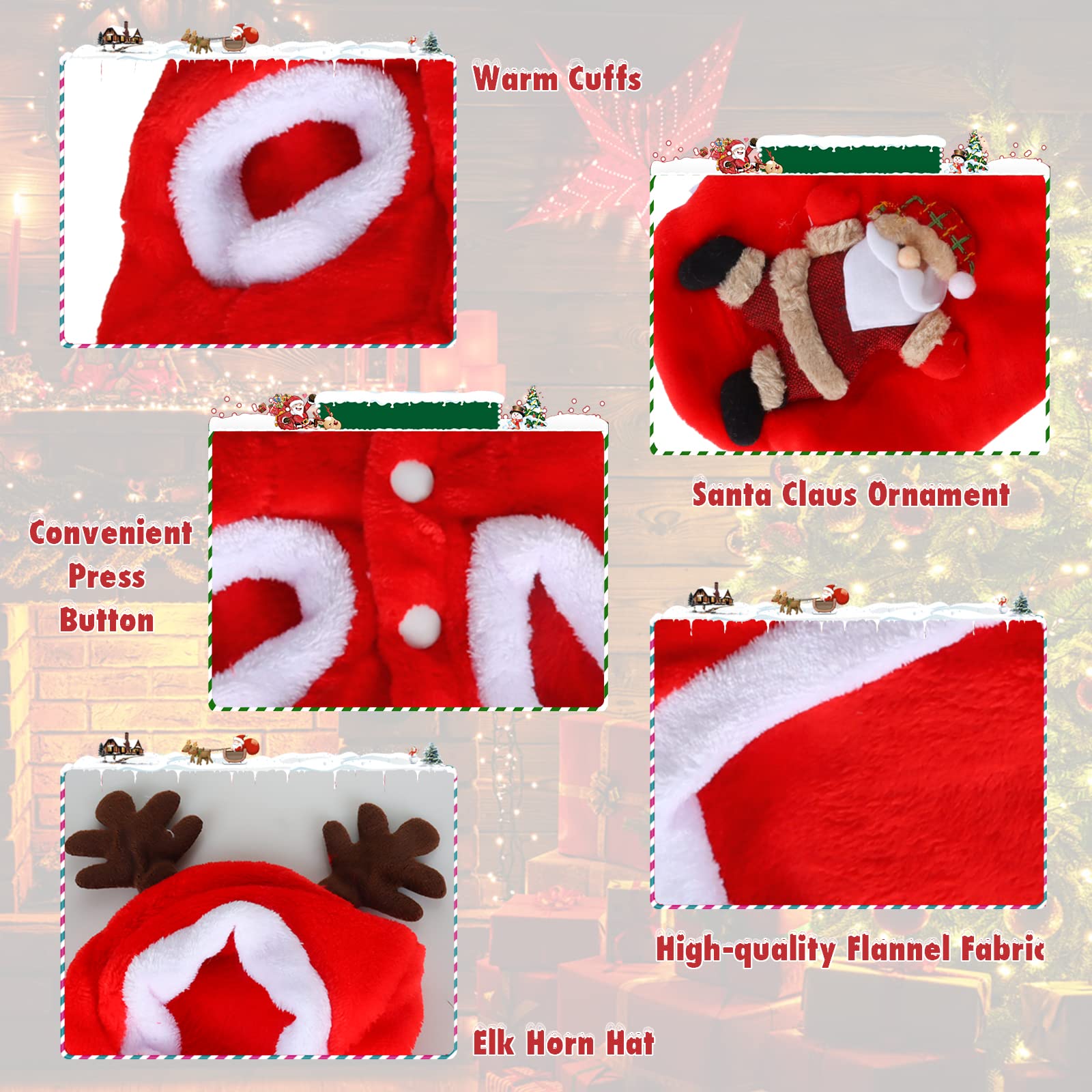 Idepet Kerst Outfit - Kerstman Rijden Op Hond Kostuum Pak Voor Kleine en Grote Honden en Katten
