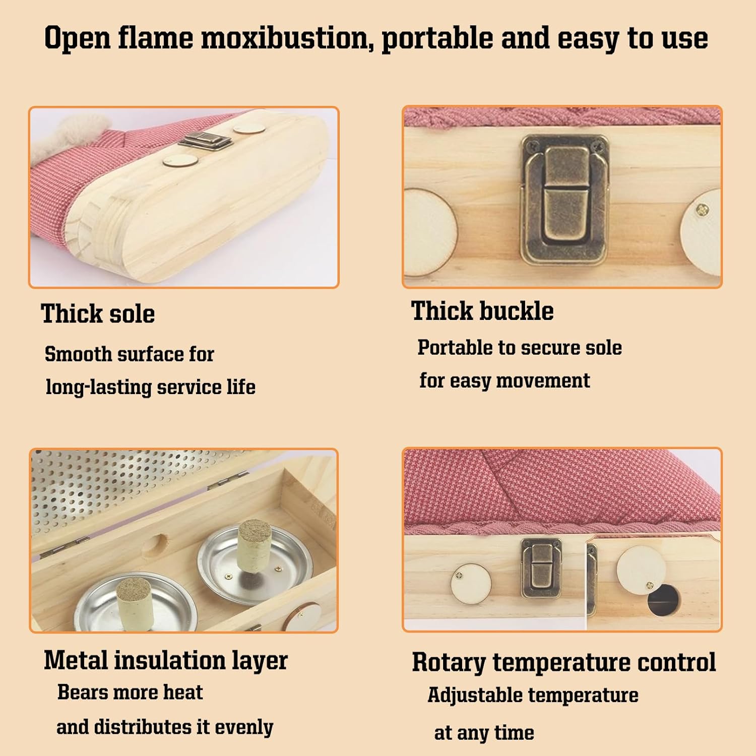 Moxibustion Shoes, Size 35-39, Wood & Cotton Material, Adjustable Heat Outlet, Portable Wearable for Home Bedroom Office, Move Freely While Moxibustion