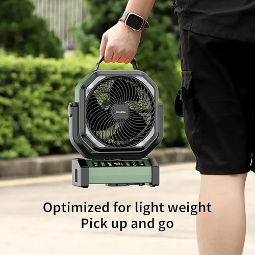 Miniatura 6 de Socool Ventilador de campamento con luz, ventilador de batería recargable de 20000 mAh, tiempo máximo de funcionamiento de 112 horas, 9 velocidades