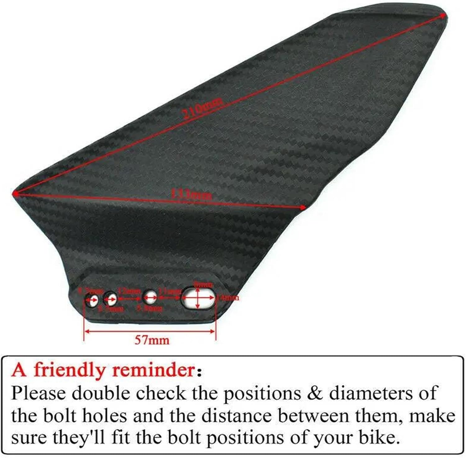 ユニバーサルバイクリアミラーサイドスポイラーダウンフォースウィング