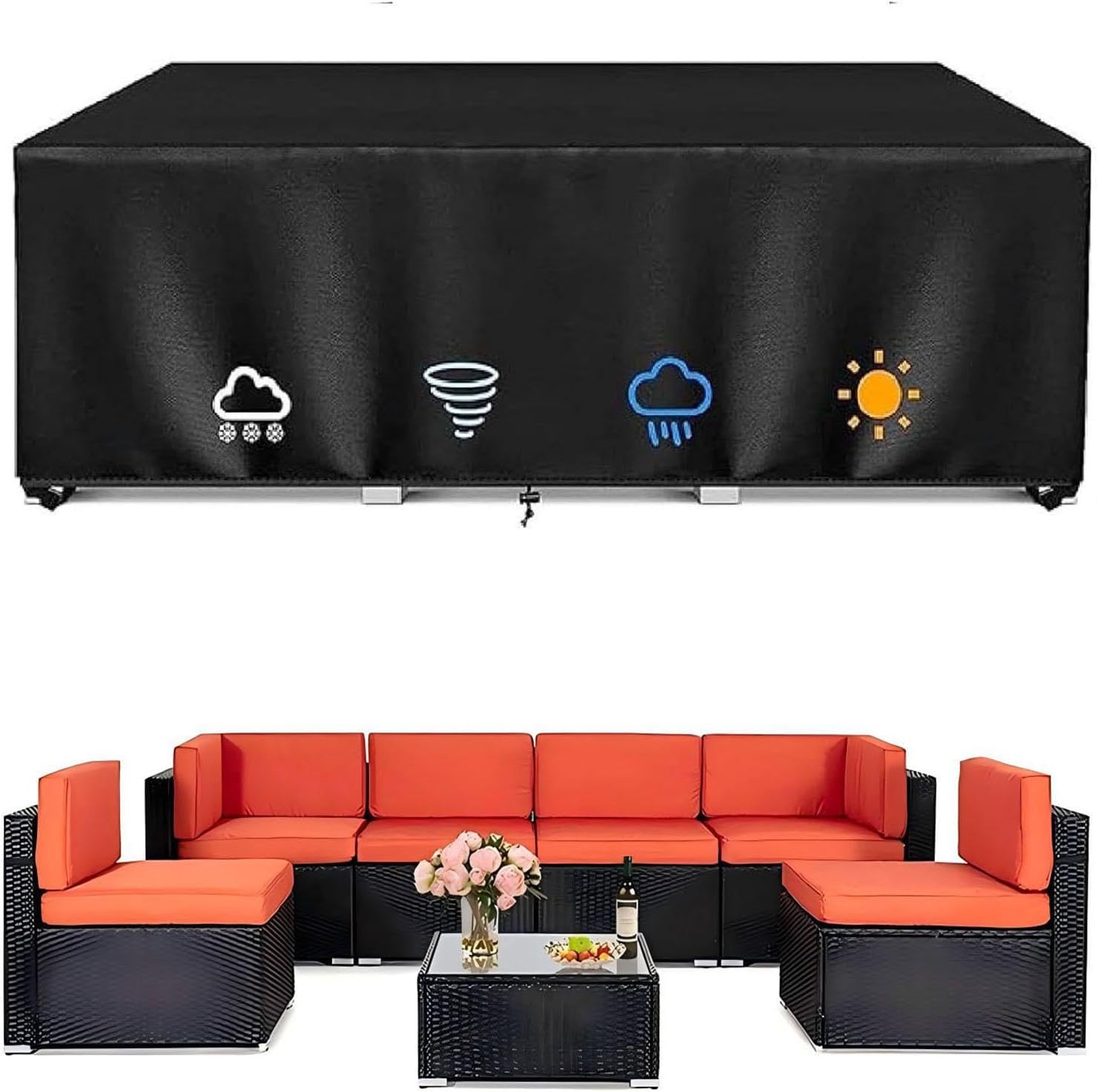 Outdoor Furniture Cover Waterproof, 420D Oxford Fabric, Multiple Sizes, UV Resistant, Weatherproof, Protects Against Rain, Dust, and Sun, Patio Sofa Cover 87" Lx79 Wx33 H