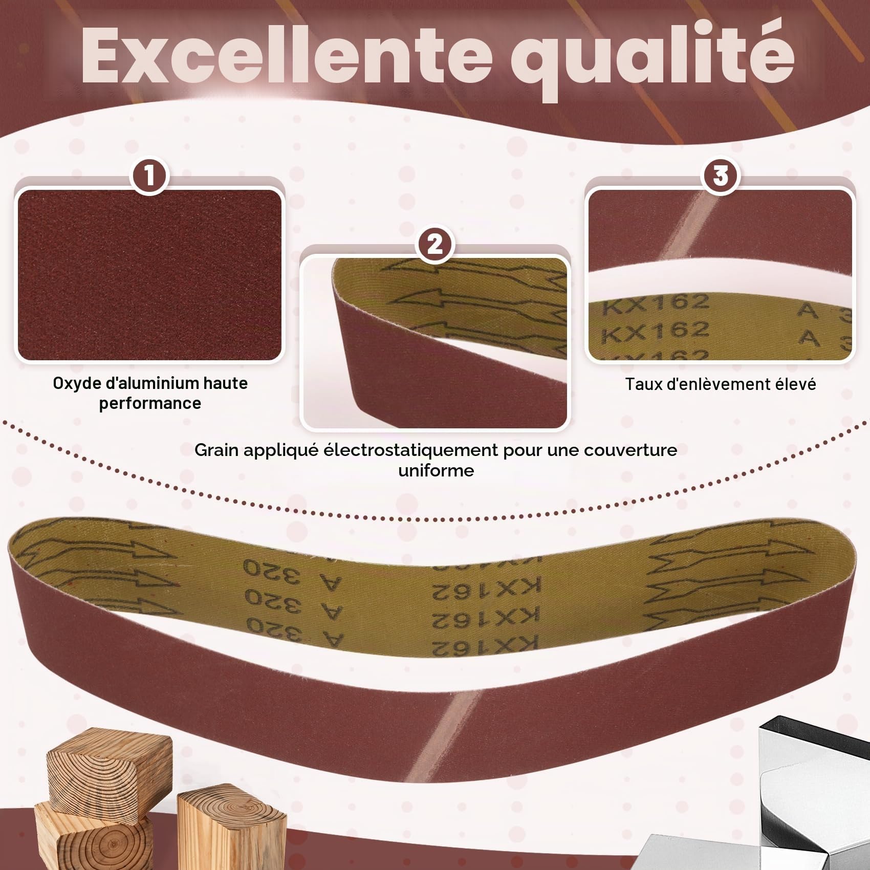 Lot de 14 bandes abrasives 50 x 686 mm - Grain 120/240/320/400/600/800/1000 - Papier abrasif en oxyde d'aluminium - Pour poncer, limer, affûter et dérouiller