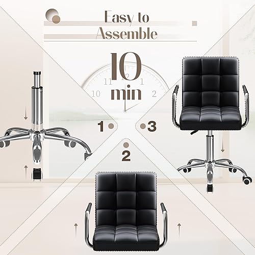 Miniatura 6 de Furmax silla de oficina con respaldo medio de piel sintética, silla ejecutiva moderna, ajustable, silla de escritorio para el hogar, silla de