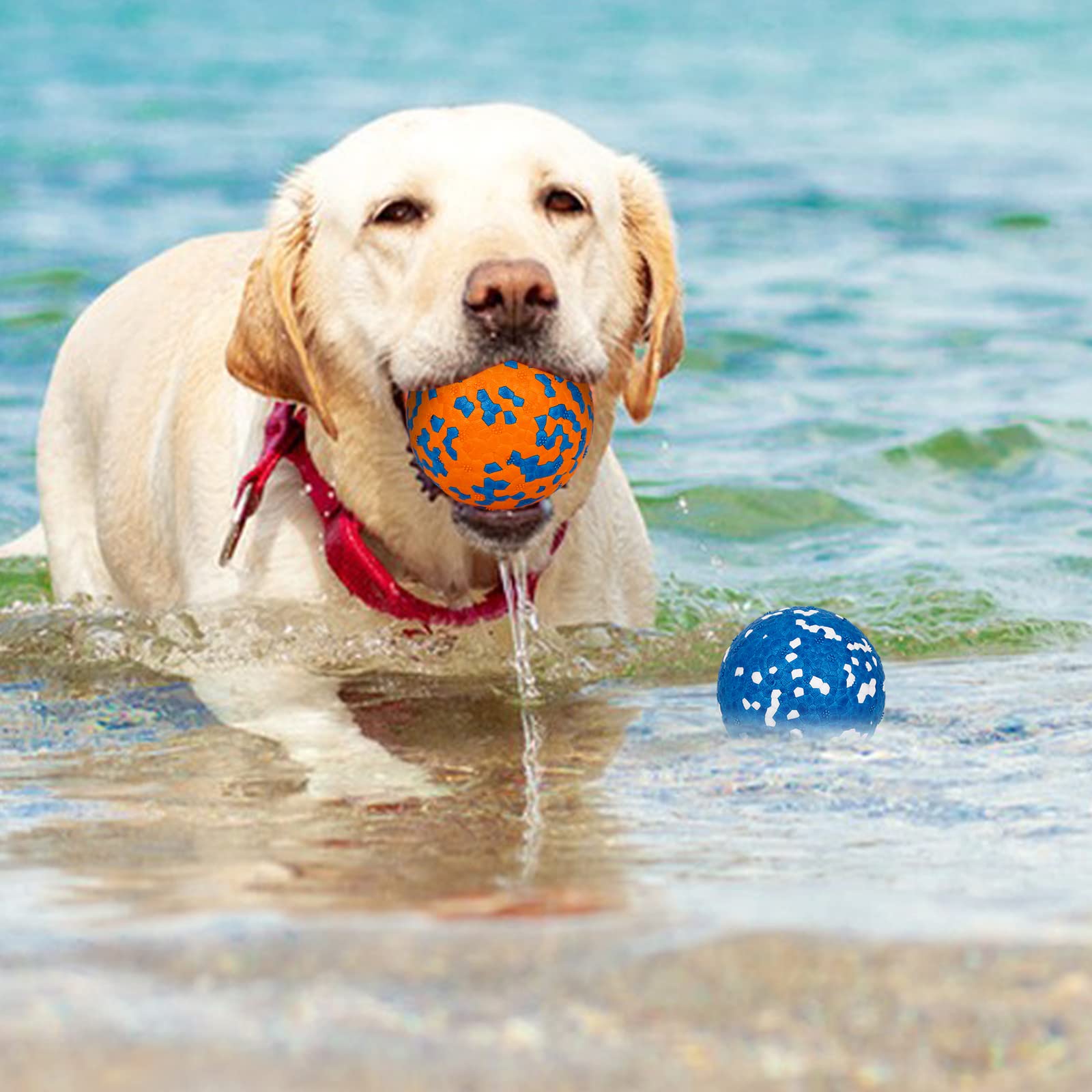 2 Piezas Pelota de Juguete para Perros,Pelotas para Perros Indestructible,Goma Alto Rebote Pelota Interactiva Sólida Duradera,Bola Juguetes de Entrenamiento para Perros Pequeños Medianos Grandes