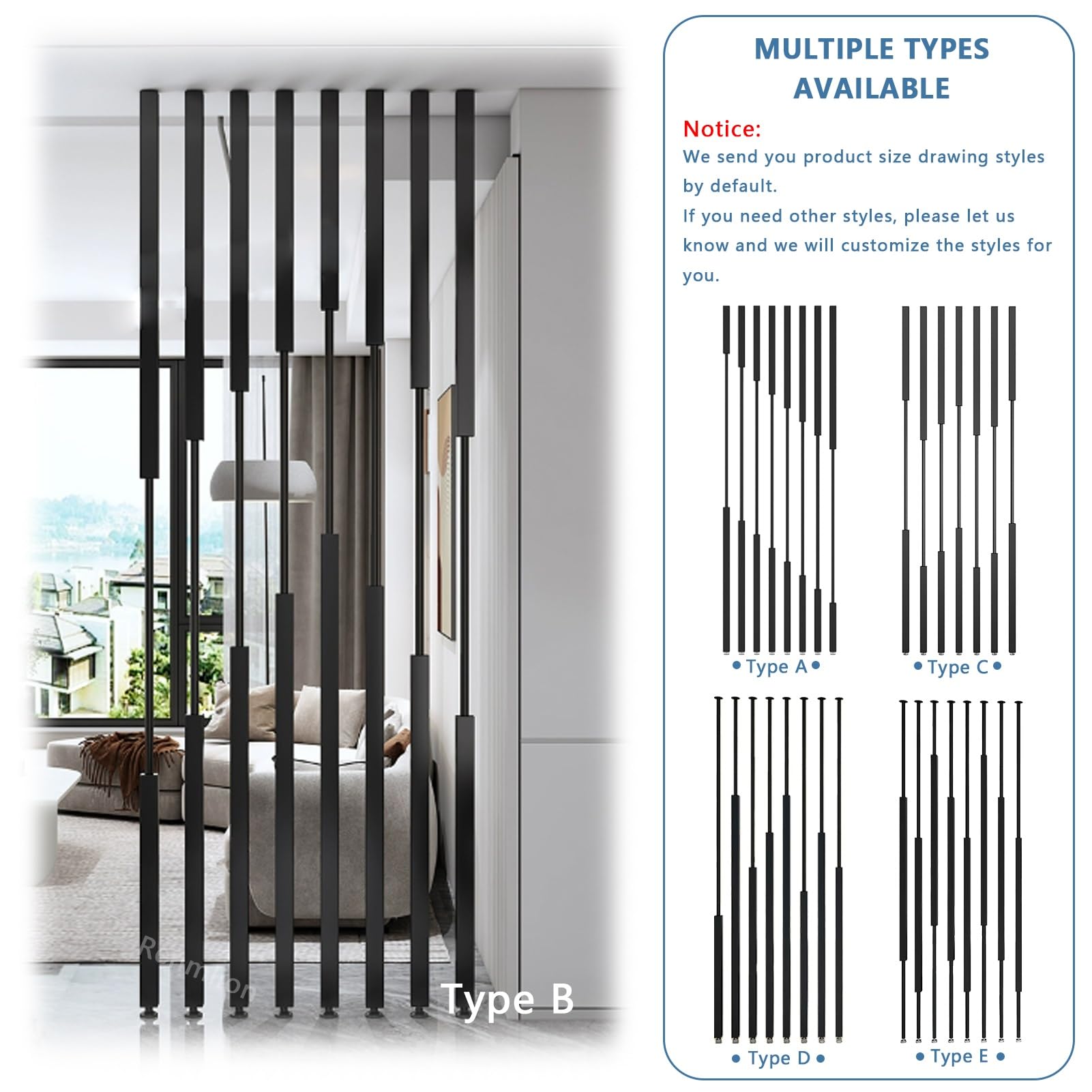 Adjuble Metalowa ścianka działowa Sn 100-300 cm, przegroda prywatności do biura i domu, czarne listwy od podłogi do sufitu, panel ścienny (10 szt., 125 cm / 49in)