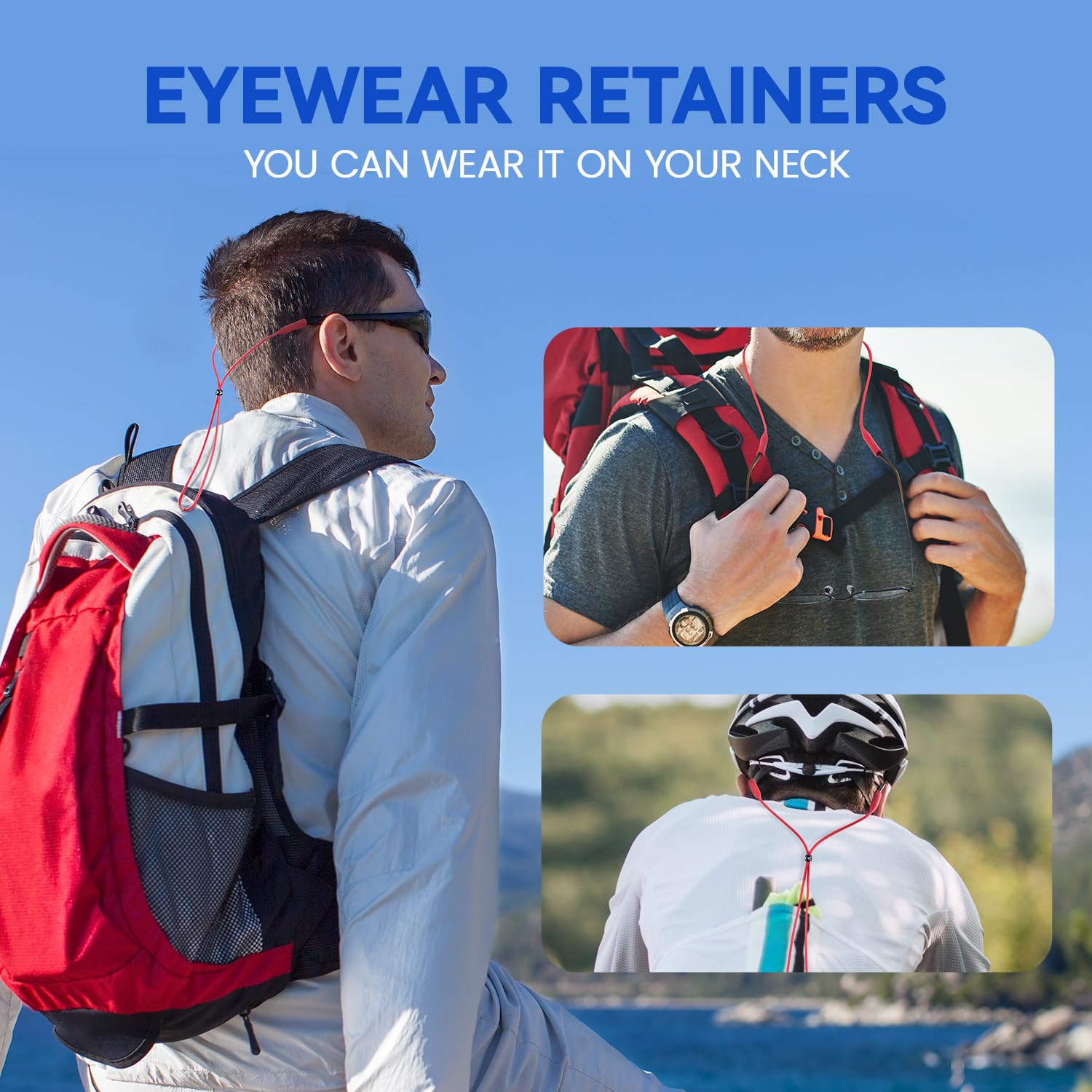 Dotio Anti-Slip Colorful Glasses Strap, Adjustable Eye Glasses Retainer, Silicone Glasses Holder for Sports, Sunglasses Strap for Men & Women