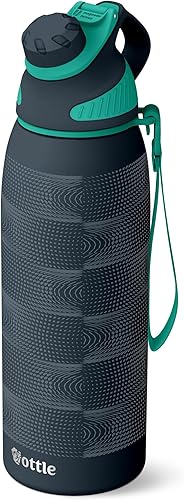 Miniatura 12 de Ottle Reef Roamer - Botella de agua de acero inoxidable, frasco aislado de 34 onzas con tapa a prueba de fugas, sin BPA y asa de transporte, botella