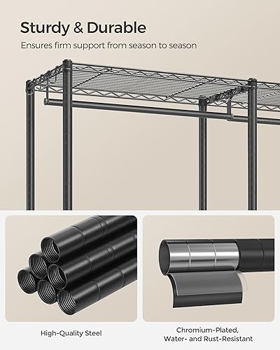 Miniatura 7 de SONGMICS Armario portátil resistente perchero de ropa, organizador de armario independiente, perchero de metal con estantes de alambre ajustables,